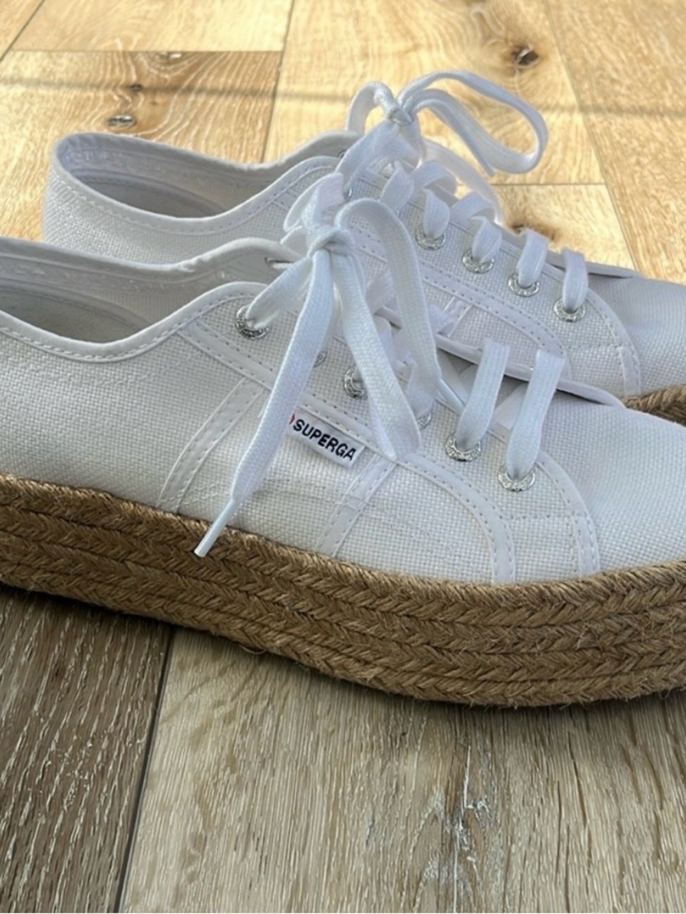 Superga 2730 COTROPEW White Platform Espadrille Sneakers SZ 8 39